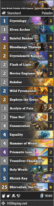 Holy Wrath Paladin #369 Legend - DarkCalculusHS