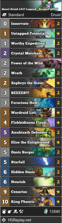 Quest Druid #437 Legend - KremePuffHS