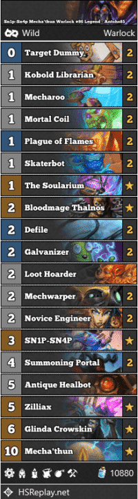Sn1p-Sn4p Mecha'thun Warlock #86 Legend - Antohs85
