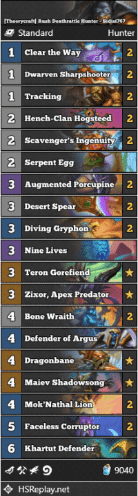 [Theorycraft] Rush Deathrattle Hunter - Sidisi767