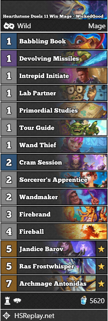 Hearthstone Duels 11 Win Mage - WickedGood