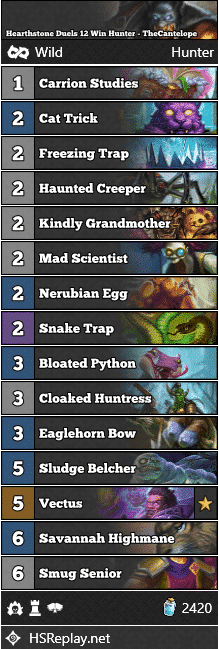 Hearthstone Duels 12 Win Hunter - TheCantelope