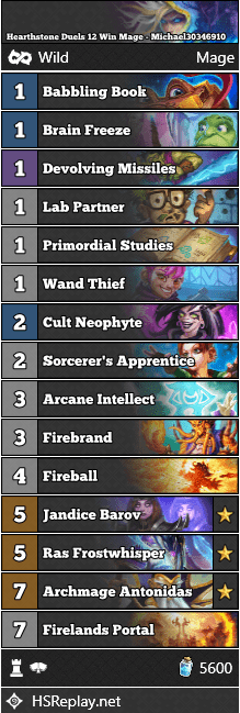 Hearthstone Duels 12 Win Mage - Michael30346910