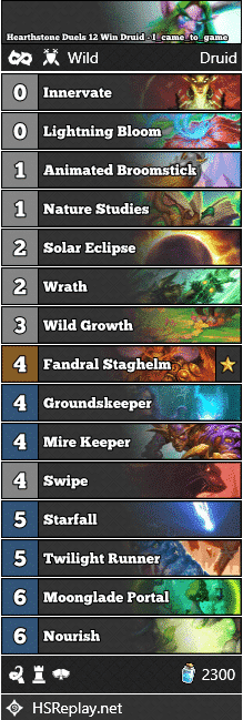 Hearthstone Duels 12 Win Druid - I_came_to_game
