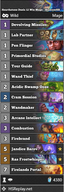 Hearthstone Duels 12 Win Mage - BluecowHS