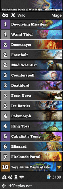 Hearthstone Duels 12 Win Mage - Bunnyhoppor