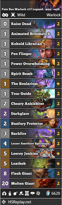 Pain Zoo Warlock #17 Legend - max_outh