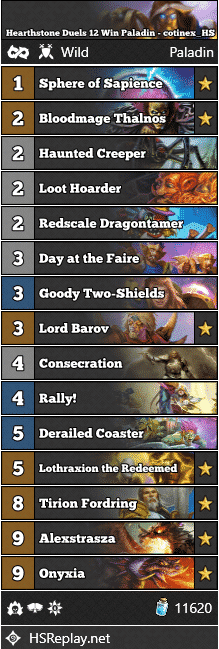 Hearthstone Duels 12 Win Paladin - cotinex_HS