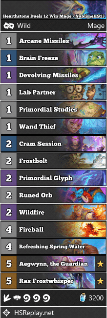 Hearthstone Duels 12 Win Mage - SublimeHS13