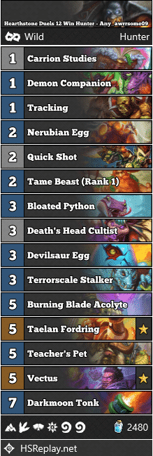 Hearthstone Duels 12 Win Hunter - Any_awrrsome09