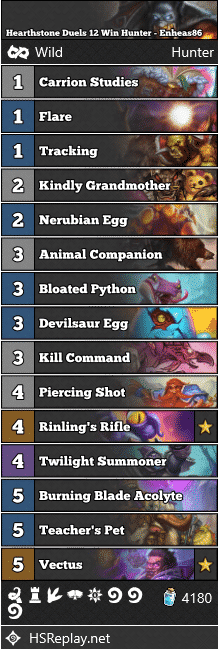 Hearthstone Duels 12 Win Hunter - Enheas86