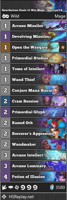 Hearthstone Duels 12 Win Mage - DsorrowYA