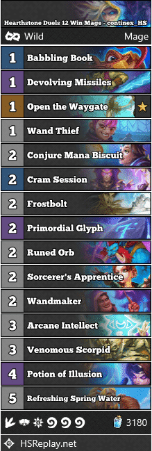 Hearthstone Duels 12 Win Mage - continex_HS