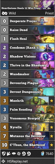 Hearthstone Duels 12 Win Priest - cu_do