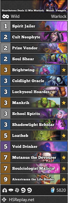 Hearthstone Duels 12 Win Warlock - Mount_Vampire