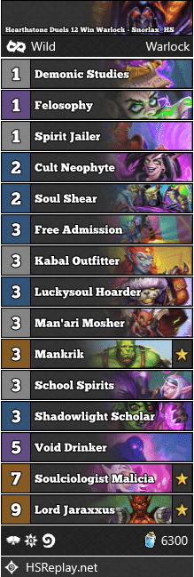 Hearthstone Duels 12 Win Warlock - Snorlax_HS