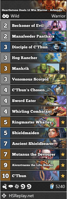 Hearthstone Duels 12 Win Warrior - Arbandu