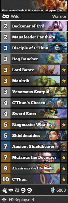 Hearthstone Duels 12 Win Warrior - Skipper470Hs