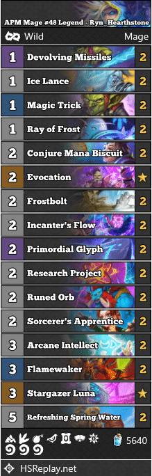 APM Mage 48 Legend Ryn Hearthstone Hearthstone Wild Decks