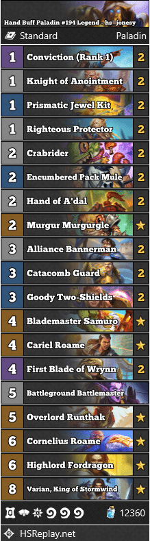 Hand Buff Paladin #194 Legend - hs_jonesy