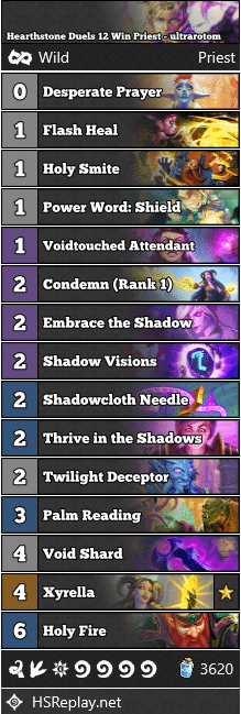 Hearthstone Duels 12 Win Priest - ultrarotom