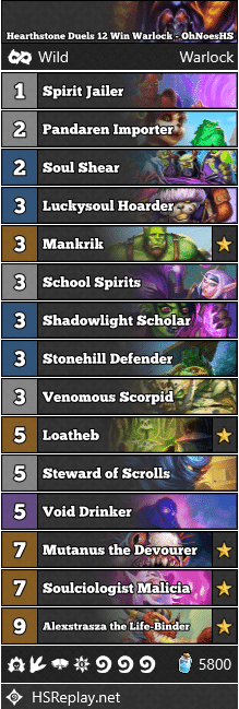 Hearthstone Duels 12 Win Warlock - OhNoesHS