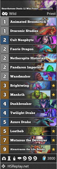 Hearthstone Duels 12 Win Priest - chrome575