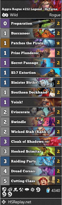 Aggro Rogue #212 Legend - HsYerna