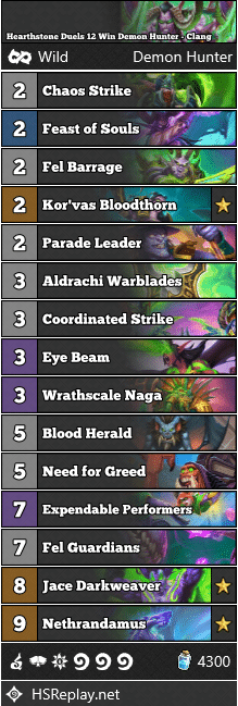 Hearthstone Duels 12 Win Demon Hunter - Clang