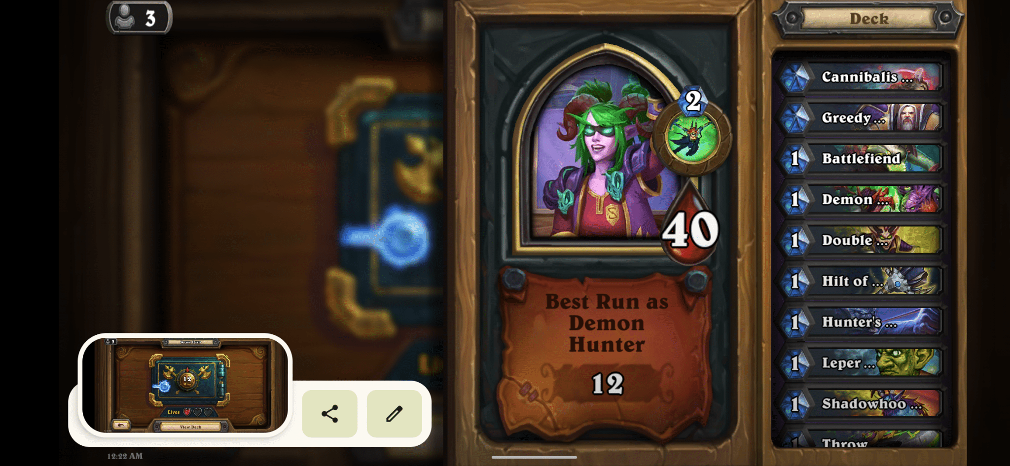 Hearthstone Duels 12 Win Demon Hunter Thyger (Illidari Strike Gift