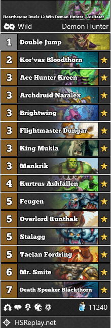 Hearthstone Duels 12 Win Demon Hunter - AirHater