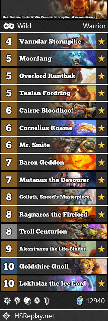 Hearthstone Duels 12 Win Vanndar Stormpike - AwesomeSauce