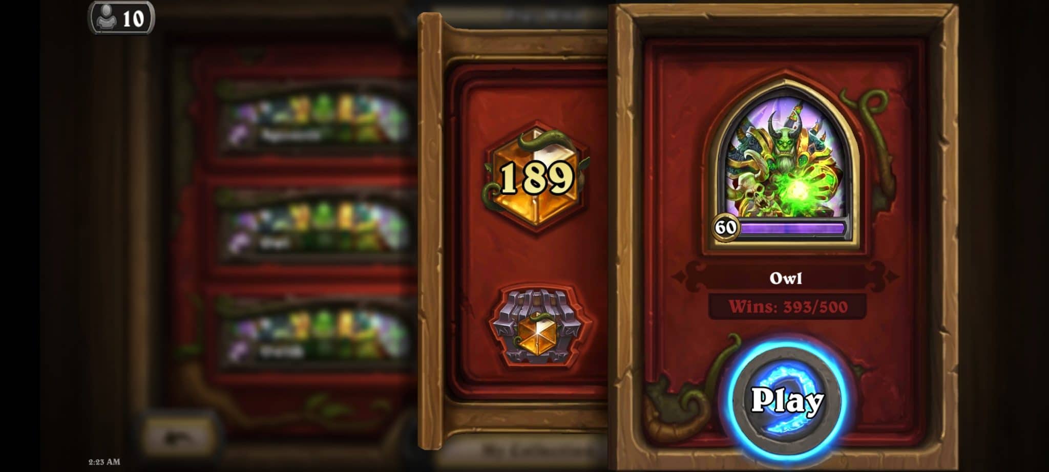 Owl OTK Warlock 189 Legend TapLast Hearthstone Wild Decks