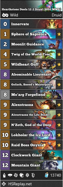 Hearthstone Duels 12-2 Druid (8092 MMR)