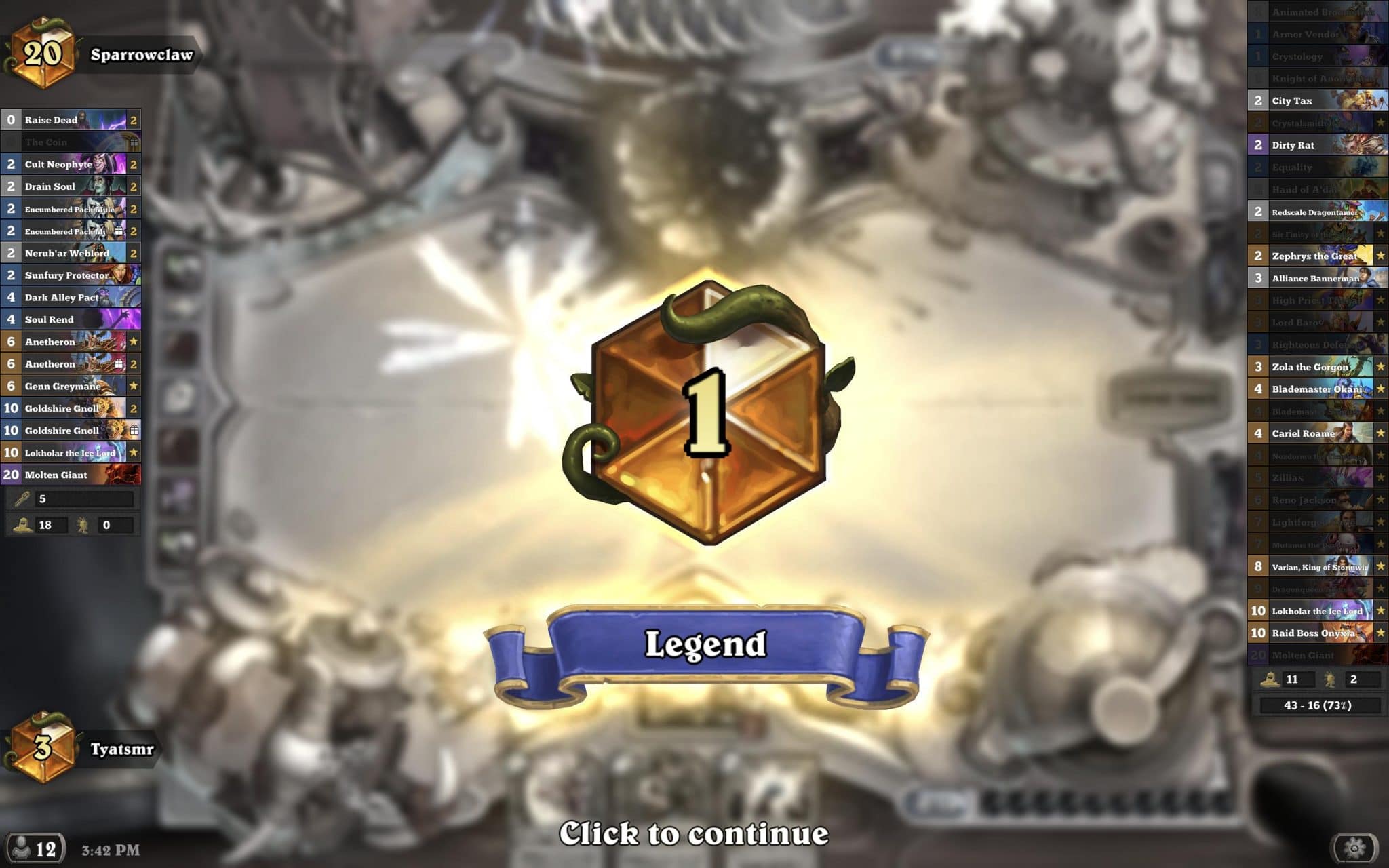 Reno Paladin 1 Legend Tyatsmr (Score 4316) Hearthstone Wild Decks