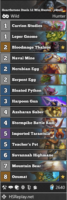 Hearthstone Duels 12 Win Hunter - sQuill