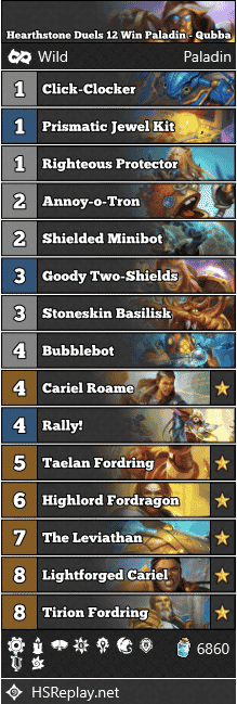 Hearthstone Duels 12 Win Paladin - Qubba
