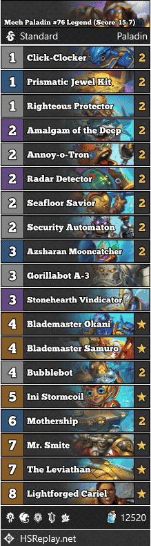 Mech Paladin #76 Legend (Score: 15-7)