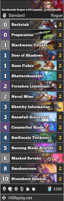 Deathrattle Rogue #316 Legend - CoDyPhinHS