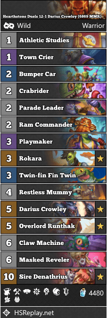 Hearthstone Duels 12-1 Darius Crowley (6869 MMR)