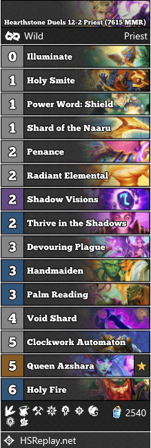 Hearthstone Duels 12-2 Priest (7615 MMR)