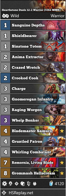 Hearthstone Duels 12-2 Warrior (5562 MMR)