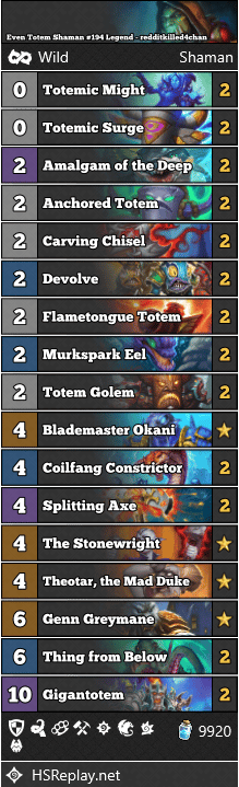 Even Totem Shaman #194 Legend - redditkilled4chan