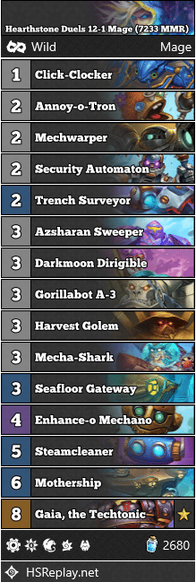 Hearthstone Duels 12-1 Mage (7233 MMR)