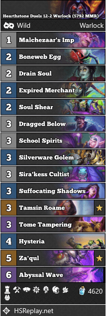 Hearthstone Duels 12-2 Warlock (5792 MMR)