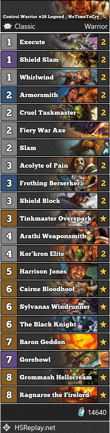 Control Warrior #26 Legend - NoTimeToCry