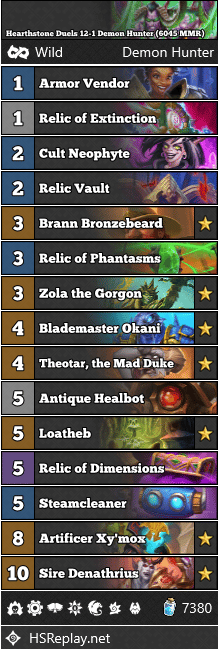 Hearthstone Duels 12-1 Demon Hunter (6045 MMR)