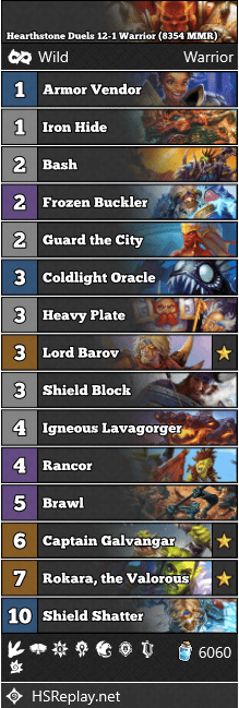 Hearthstone Duels 12-1 Warrior (8354 MMR)