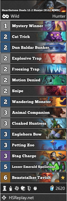 Hearthstone Duels 12-2 Hunter (6122 MMR)