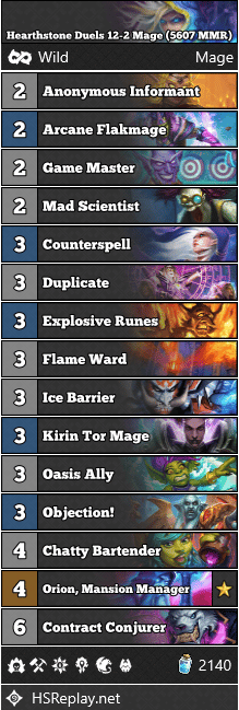 Hearthstone Duels 12-2 Mage (5607 MMR)